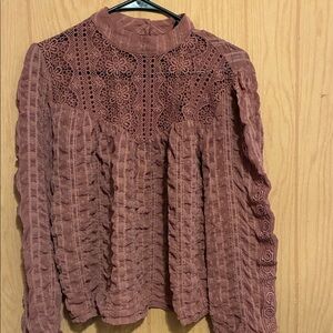 Chic Lace Women's Blouse in Terracotta